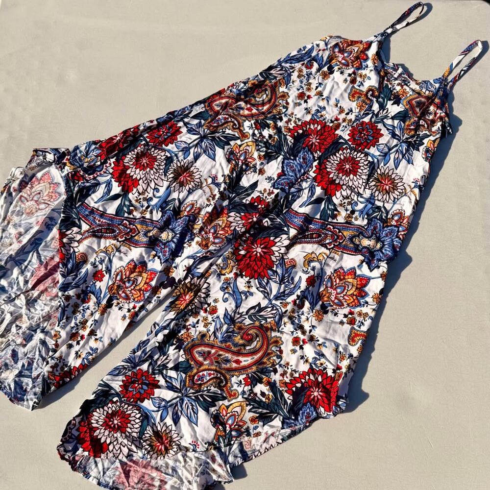Royalty New York Floral Paisley Handkerchief Hem Jumpsuit Size Medium